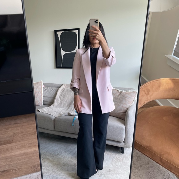 Zara Jackets & Blazers - Zara light pink shoulder pad tailored straight fit blazer